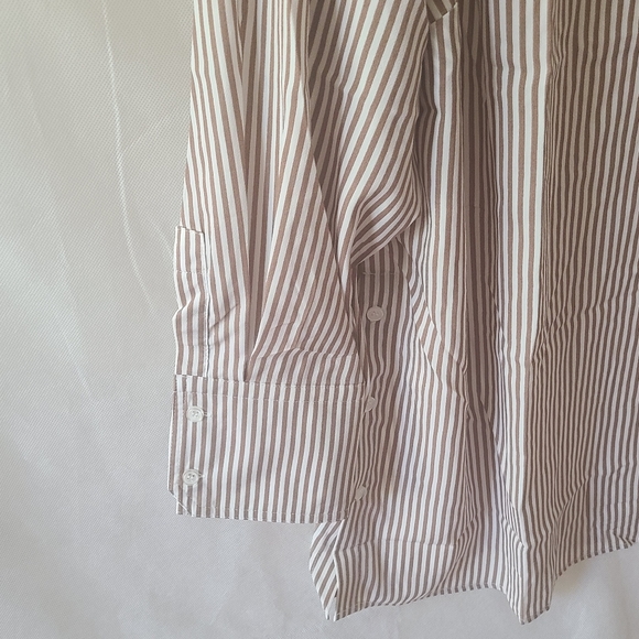 Brooke Shields Timeless Striped British Khaki Woven Top - Picture 3 of 6